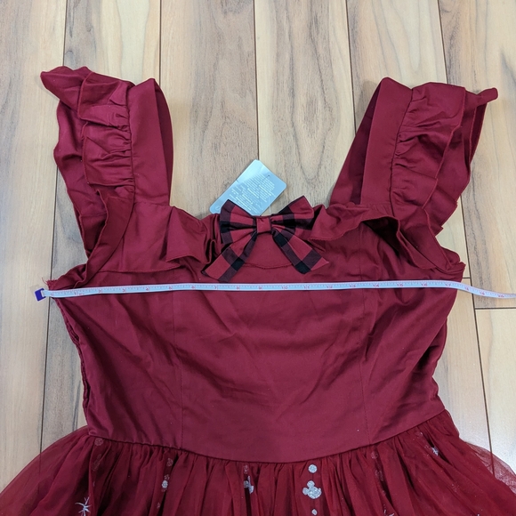NWT! Her Universe Disney Mickey And Minnie Mouse Holiday Dress Burgundy Size XL - Picture 7 of 16